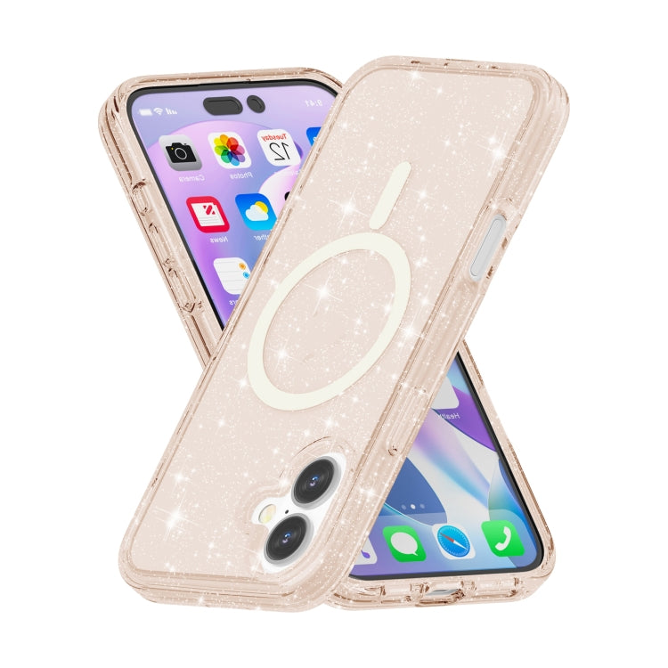 For iPhone 16 Terminator Style Glitter Powder MagSafe Magnetic Phone Case(Gold) - iPhone 16 Cases by PMC TechLife | Online Shopping South Africa | PMC TechLife | Buy Now Pay Later Mobicred
