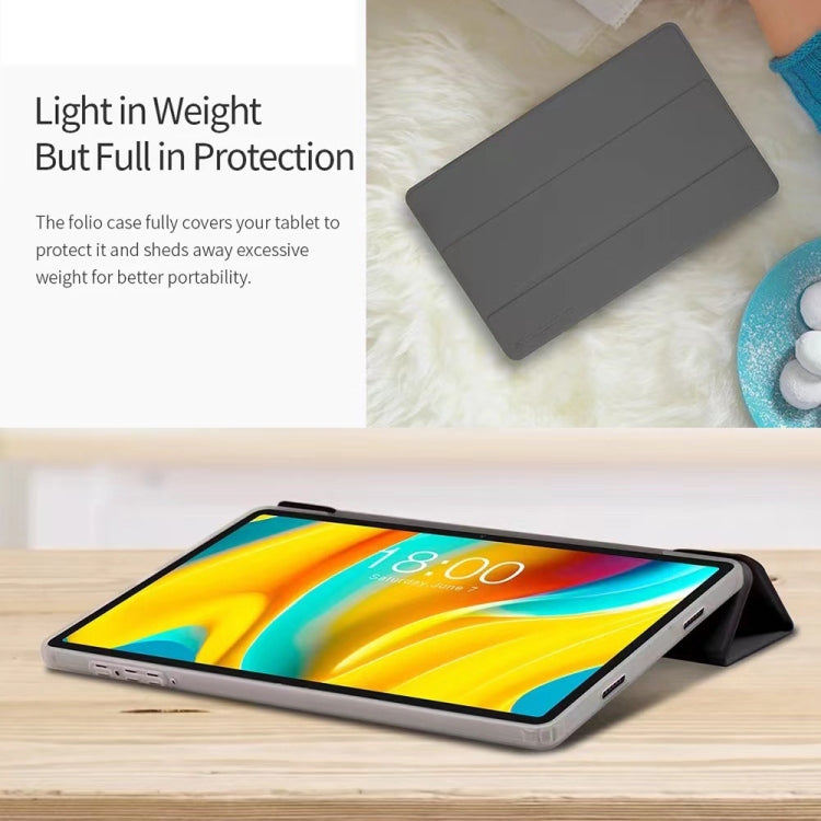 For Teclast T50 Pro 3-Fold Holder Folio Leather Tablet Smart Case(Grey) - Teclast by TECLAST | Online Shopping South Africa | PMC TechLife | Buy Now Pay Later Mobicred