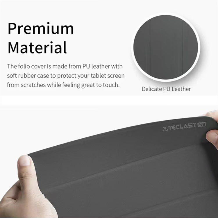 For Teclast T50 Pro 3-Fold Holder Folio Leather Tablet Smart Case(Grey) - Teclast by TECLAST | Online Shopping South Africa | PMC TechLife | Buy Now Pay Later Mobicred