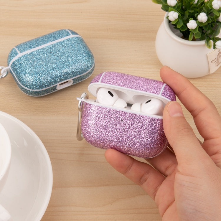 For AirPods 1 / 2 Glitter Powder Skin Texture PC TWS Earphone Case(Blue) - For AirPods 1/2 by PMC Jewellery | Online Shopping South Africa | PMC Jewellery | Buy Now Pay Later Mobicred