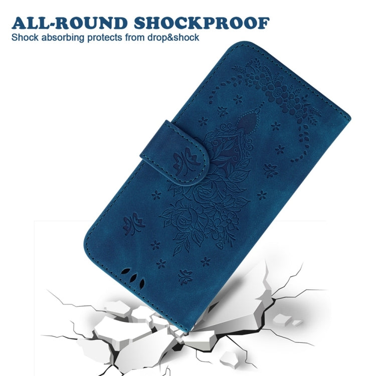For Motorola Edge 2024 Butterfly Rose Embossed Leather Phone Case(Blue) - Motorola Cases by PMC Jewellery | Online Shopping South Africa | PMC Jewellery | Buy Now Pay Later Mobicred