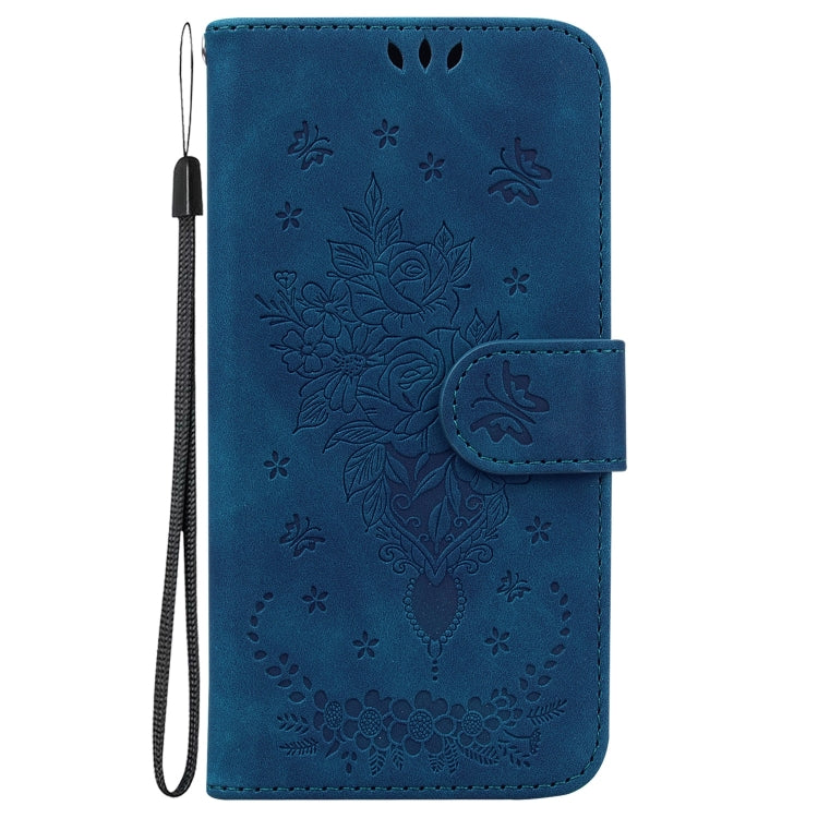 For Realme 12 5G Butterfly Rose Embossed Leather Phone Case(Blue) - Realme Cases by PMC TechLife | Online Shopping South Africa | PMC TechLife | Buy Now Pay Later Mobicred