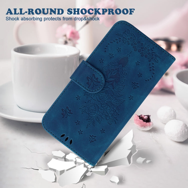For Realme 12 5G Butterfly Rose Embossed Leather Phone Case(Blue) - Realme Cases by PMC TechLife | Online Shopping South Africa | PMC TechLife | Buy Now Pay Later Mobicred
