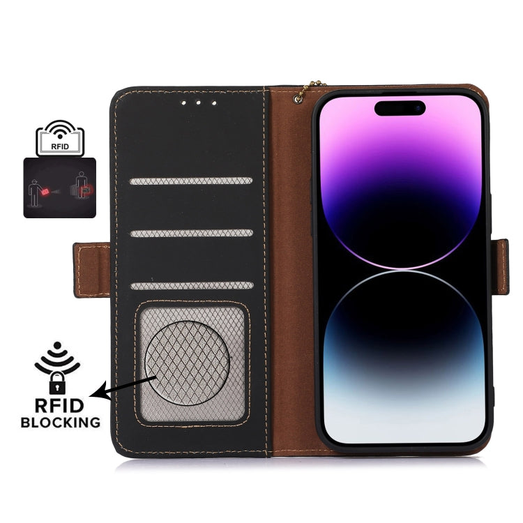 For Honor 90 5G Genuine Leather Magnetic RFID Leather Phone Case(Black) - Honor Cases by PMC TechLife | Online Shopping South Africa | PMC TechLife | Buy Now Pay Later Mobicred