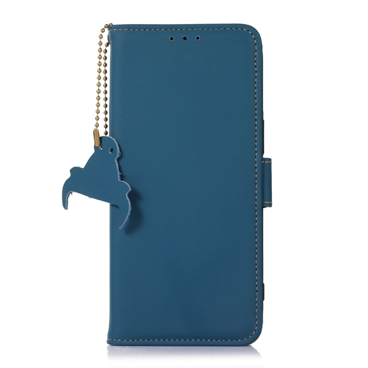 For Honor 90 5G Genuine Leather Magnetic RFID Leather Phone Case(Blue) - Honor Cases by PMC TechLife | Online Shopping South Africa | PMC TechLife | Buy Now Pay Later Mobicred
