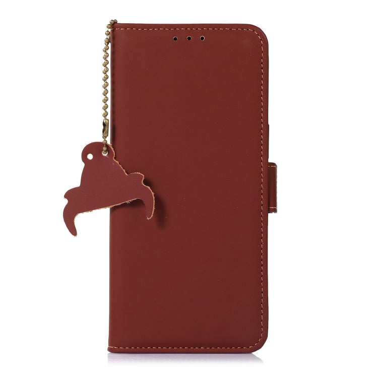 For Honor X7b Genuine Leather Magnetic RFID Leather Phone Case(Coffee) - Honor Cases by PMC TechLife | Online Shopping South Africa | PMC TechLife | Buy Now Pay Later Mobicred