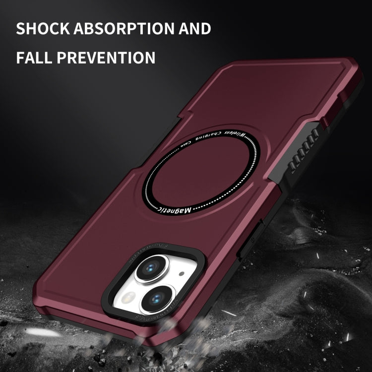For iPhone 15 Plus MagSafe Shockproof Armor Phone Case(Wine Red) - iPhone 15 Plus Cases by PMC TechLife | Online Shopping South Africa | PMC TechLife