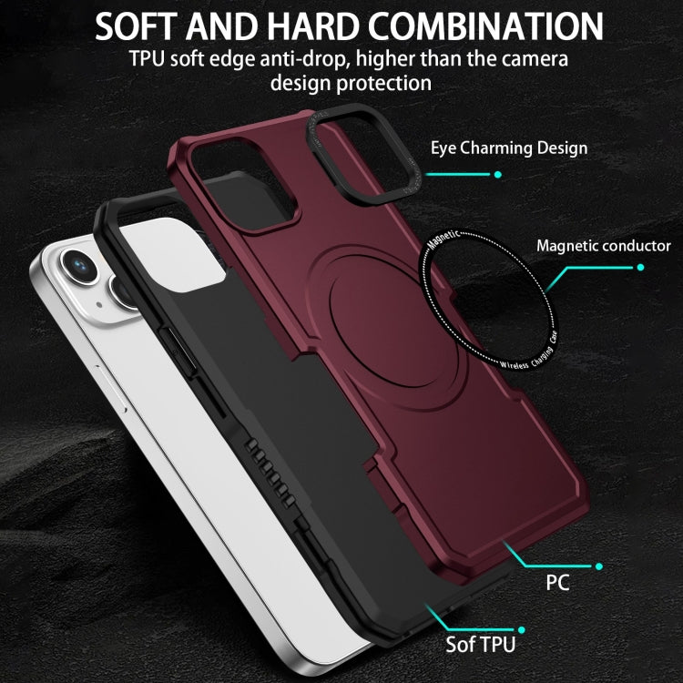 For iPhone 15 Plus MagSafe Shockproof Armor Phone Case(Wine Red) - iPhone 15 Plus Cases by PMC TechLife | Online Shopping South Africa | PMC TechLife