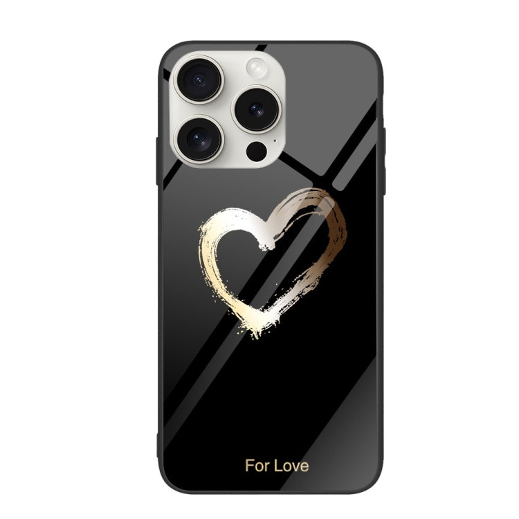 For iPhone 16 Pro Colorful Painted Glass Phone Case(Black Love) - iPhone 16 Pro Cases by PMC TechLife | Online Shopping South Africa | PMC TechLife | Buy Now Pay Later Mobicred