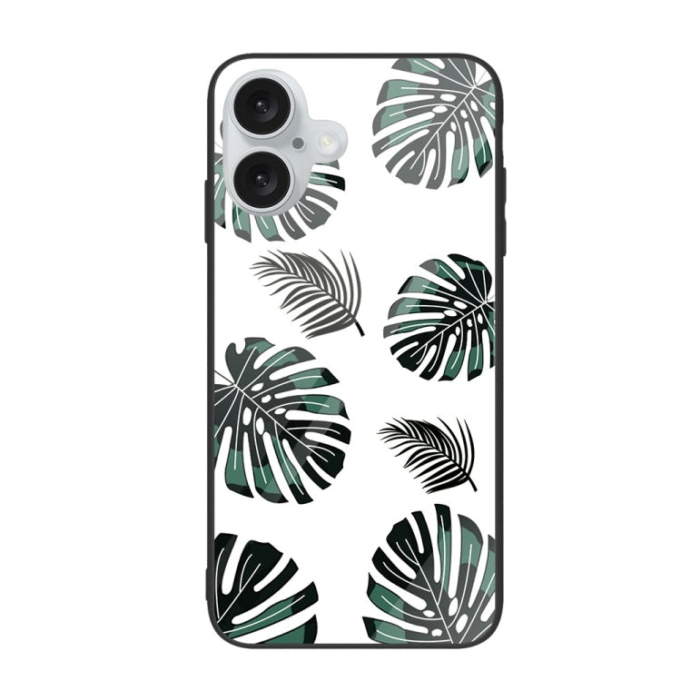 For iPhone 16 Plus Colorful Painted Glass Phone Case(Banana Leaf) - iPhone 16 Plus Cases by PMC TechLife | Online Shopping South Africa | PMC TechLife | Buy Now Pay Later Mobicred