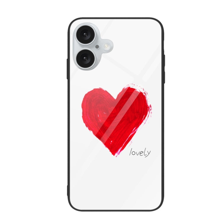 For iPhone 16 Colorful Painted Glass Phone Case(Love) - iPhone 16 Cases by PMC TechLife | Online Shopping South Africa | PMC TechLife | Buy Now Pay Later Mobicred