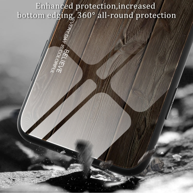 For iPhone 16 Wood Grain Glass Phone Case(Dark Brown) - iPhone 16 Cases by PMC Jewellery | Online Shopping South Africa | PMC Jewellery | Buy Now Pay Later Mobicred