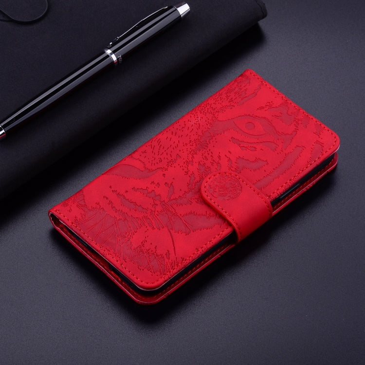 For Motorola Edge 2024 Tiger Embossing Pattern Leather Phone Case(Red) - Motorola Cases by PMC Jewellery | Online Shopping South Africa | PMC Jewellery | Buy Now Pay Later Mobicred