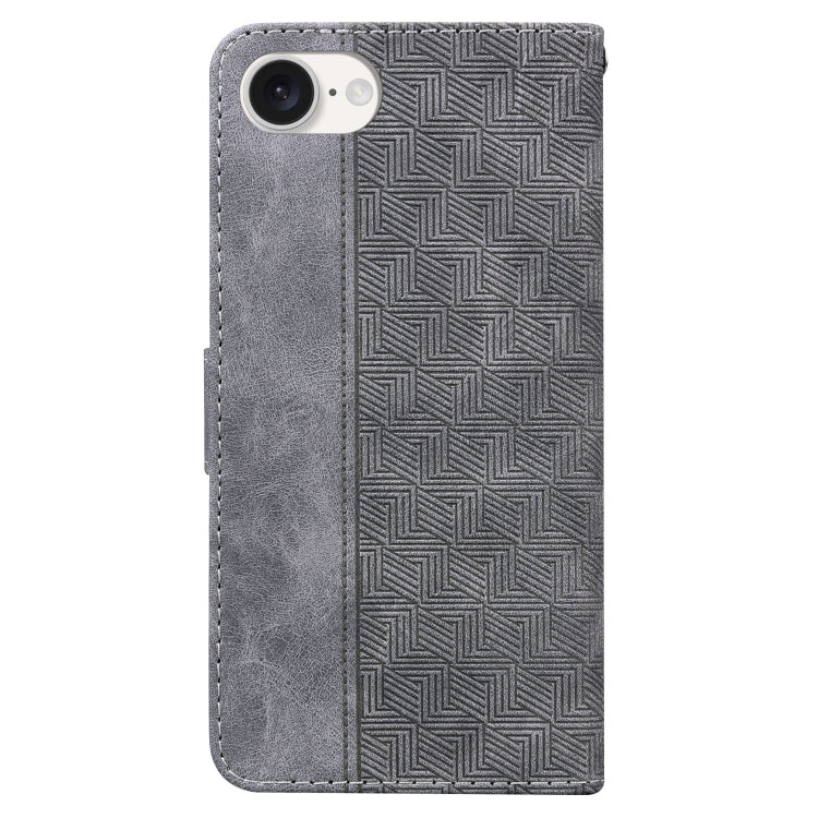 For iPhone SE 2024 Geometric Embossed Leather Phone Case(Grey) - More iPhone Cases by PMC Jewellery | Online Shopping South Africa | PMC Jewellery | Buy Now Pay Later Mobicred