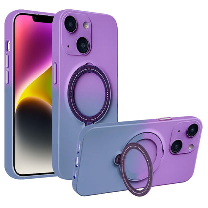 For iPhone 14 MagSafe Holder Gradient TPU Phone Case(Deep Purple Gray) - iPhone 14 Cases by PMC Jewellery | Online Shopping South Africa | PMC Jewellery