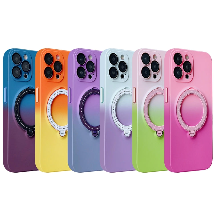 For iPhone 13 Pro Max MagSafe Holder Gradient TPU Phone Case(Deep Purple Gray) - iPhone 13 Pro Max Cases by PMC TechLife | Online Shopping South Africa | PMC TechLife
