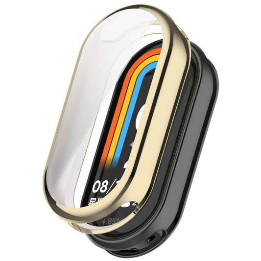 For Xiaomi Mi Band 8 Full Coverage TPU Electroplating Watch Protective Case(Light Gold) - Watch Cases by PMC Jewellery | Online Shopping South Africa | PMC Jewellery