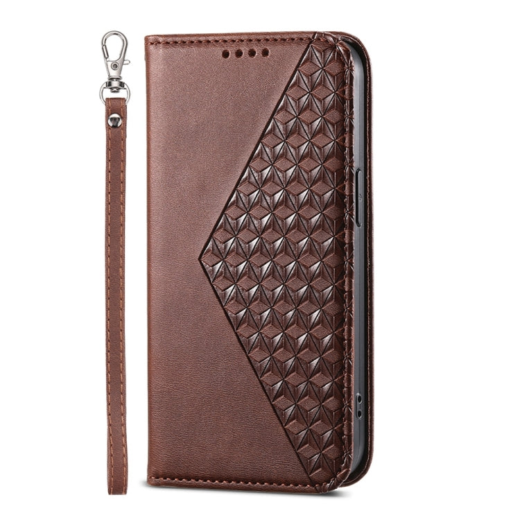 For Xiaomi Redmi Note 13 5G Cubic Grid Calf Texture Magnetic Leather Phone Case(Brown) - Note 13 Cases by PMC Jewellery | Online Shopping South Africa | PMC Jewellery | Buy Now Pay Later Mobicred