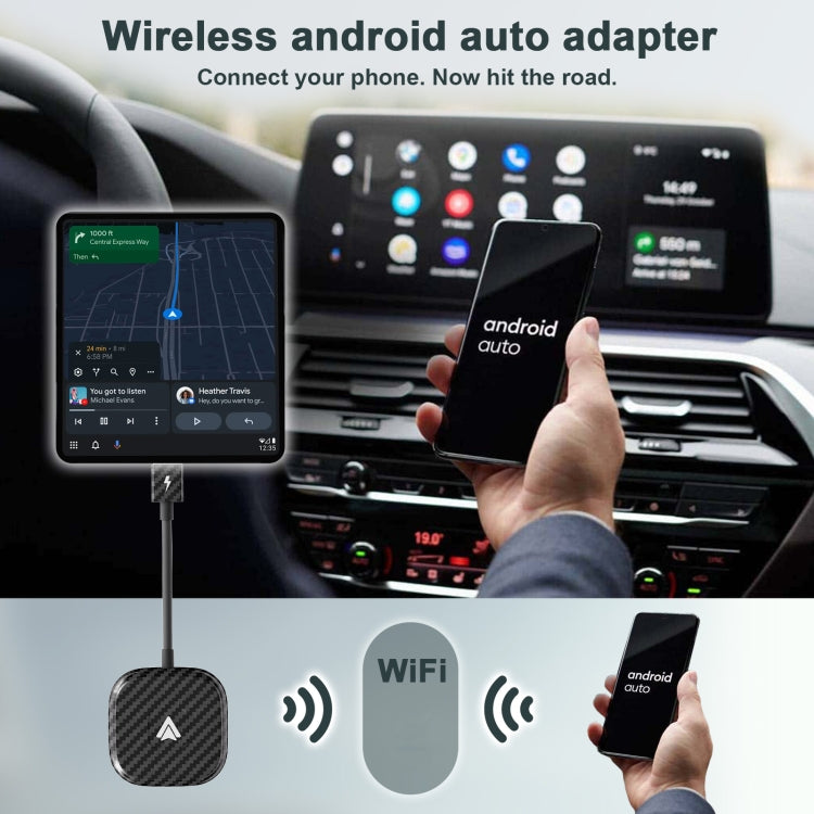 Carbon Fiber USB + USB-C / Type-C Wired to Wireless Carplay Adapter for Android(Black) - free shipping - PMC TechLife - Order now!
