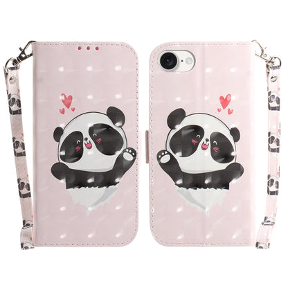 For iPhone SE 2024 3D Colored Horizontal Flip Leather Phone Case(Heart Panda) - More iPhone Cases by PMC Jewellery | Online Shopping South Africa | PMC Jewellery | Buy Now Pay Later Mobicred