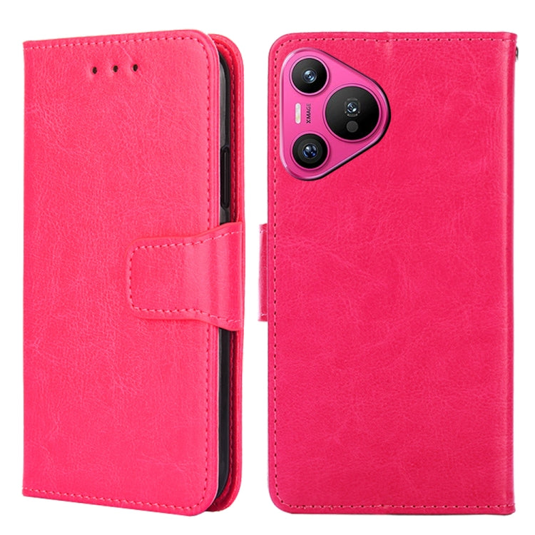 For Huawei Pura 70 5G Crystal Texture Leather Phone Case(Rose Red) - Huawei Cases by PMC Jewellery | Online Shopping South Africa | PMC Jewellery | Buy Now Pay Later Mobicred