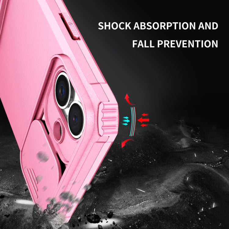 For iPhone 16 Stereoscopic Holder Sliding Camshield Phone Case(Pink) - iPhone 16 Cases by PMC Jewellery | Online Shopping South Africa | PMC Jewellery | Buy Now Pay Later Mobicred