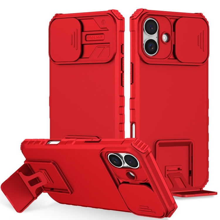 For iPhone 16 Stereoscopic Holder Sliding Camshield Phone Case(Red) - iPhone 16 Cases by PMC Jewellery | Online Shopping South Africa | PMC Jewellery | Buy Now Pay Later Mobicred