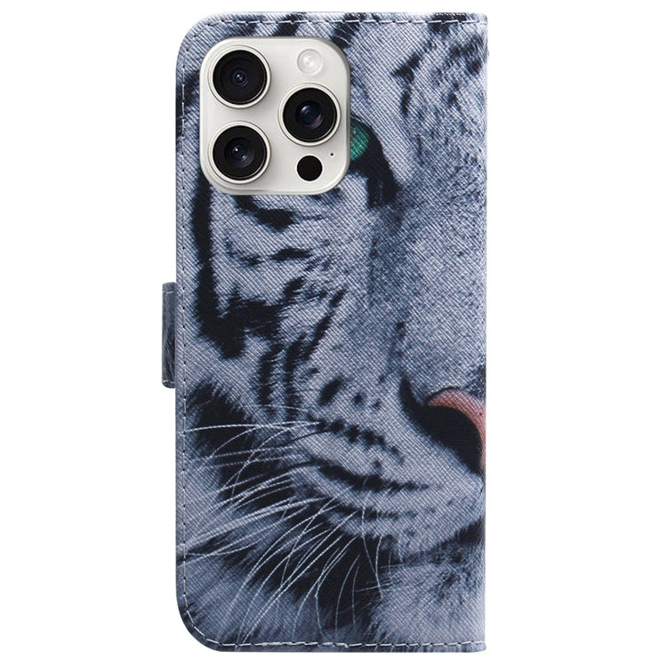 For iPhone 16 Pro Coloured Drawing Flip Leather Phone Case(Tiger) - iPhone 16 Pro Cases by PMC TechLife | Online Shopping South Africa | PMC TechLife | Buy Now Pay Later Mobicred