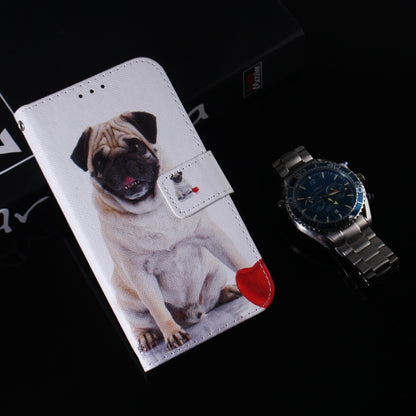 For iPhone 16 Pro Coloured Drawing Flip Leather Phone Case(Pug) - iPhone 16 Pro Cases by PMC Jewellery | Online Shopping South Africa | PMC Jewellery | Buy Now Pay Later Mobicred