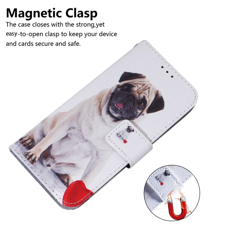 For iPhone 16 Pro Coloured Drawing Flip Leather Phone Case(Pug) - iPhone 16 Pro Cases by PMC TechLife | Online Shopping South Africa | PMC TechLife | Buy Now Pay Later Mobicred