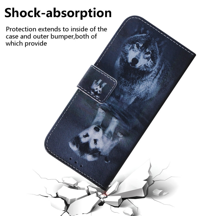 For iPhone 16 Pro Coloured Drawing Flip Leather Phone Case(Wolf and Dog) - iPhone 16 Pro Cases by PMC TechLife | Online Shopping South Africa | PMC TechLife | Buy Now Pay Later Mobicred