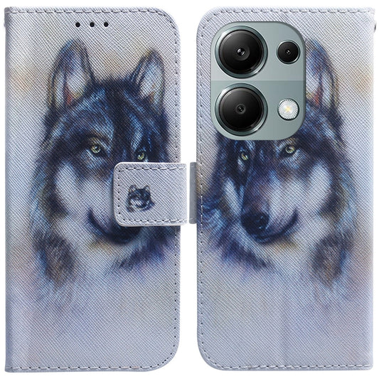 For Xiaomi Poco M6 Pro 4G Coloured Drawing Flip Leather Phone Case(White Wolf) - Xiaomi Cases by PMC Jewellery | Online Shopping South Africa | PMC Jewellery | Buy Now Pay Later Mobicred