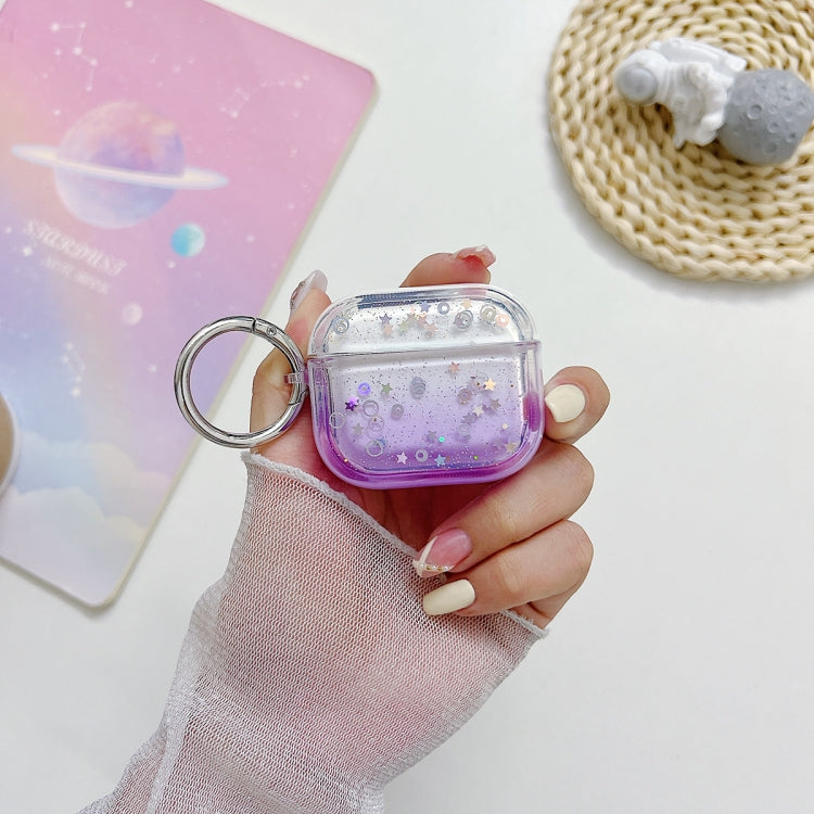 For AirPods 3 Transparent Glitter Bluetooth Earphone Protective Case(Purple) - For AirPods 3 by PMC Jewellery | Online Shopping South Africa | PMC Jewellery | Buy Now Pay Later Mobicred