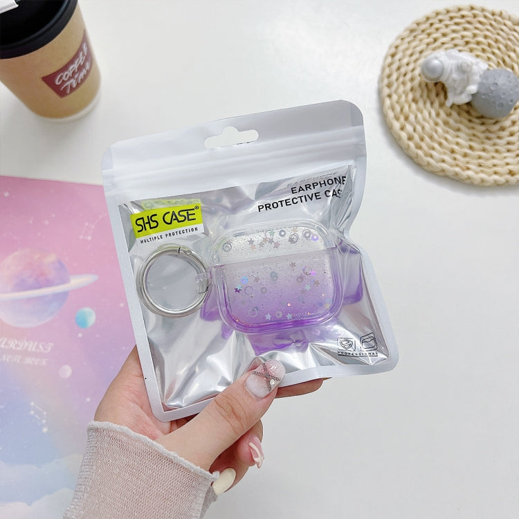 For AirPods 3 Transparent Glitter Bluetooth Earphone Protective Case(Purple) - For AirPods 3 by PMC Jewellery | Online Shopping South Africa | PMC Jewellery | Buy Now Pay Later Mobicred