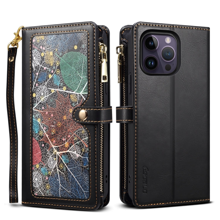 For iPhone 16 Pro Max ESEBLE Star Series Lanyard Zipper Wallet RFID Leather Case(Black) - iPhone 16 Pro Max Cases by ESEBLE | Online Shopping South Africa | PMC Jewellery | Buy Now Pay Later Mobicred