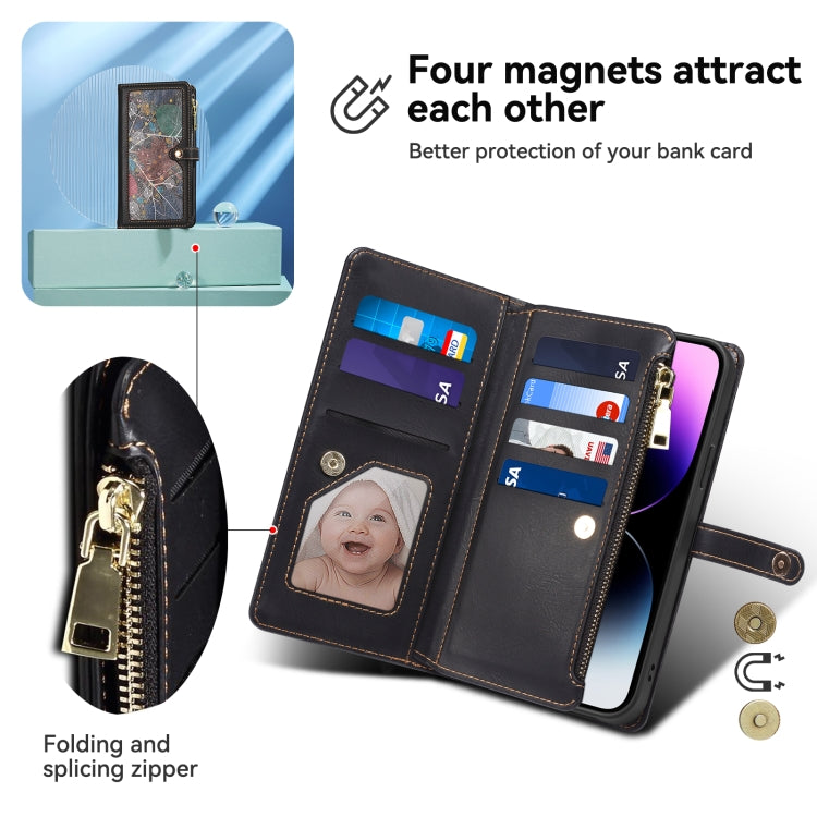 For iPhone 16 Pro Max ESEBLE Star Series Lanyard Zipper Wallet RFID Leather Case(Black) - iPhone 16 Pro Max Cases by ESEBLE | Online Shopping South Africa | PMC Jewellery | Buy Now Pay Later Mobicred