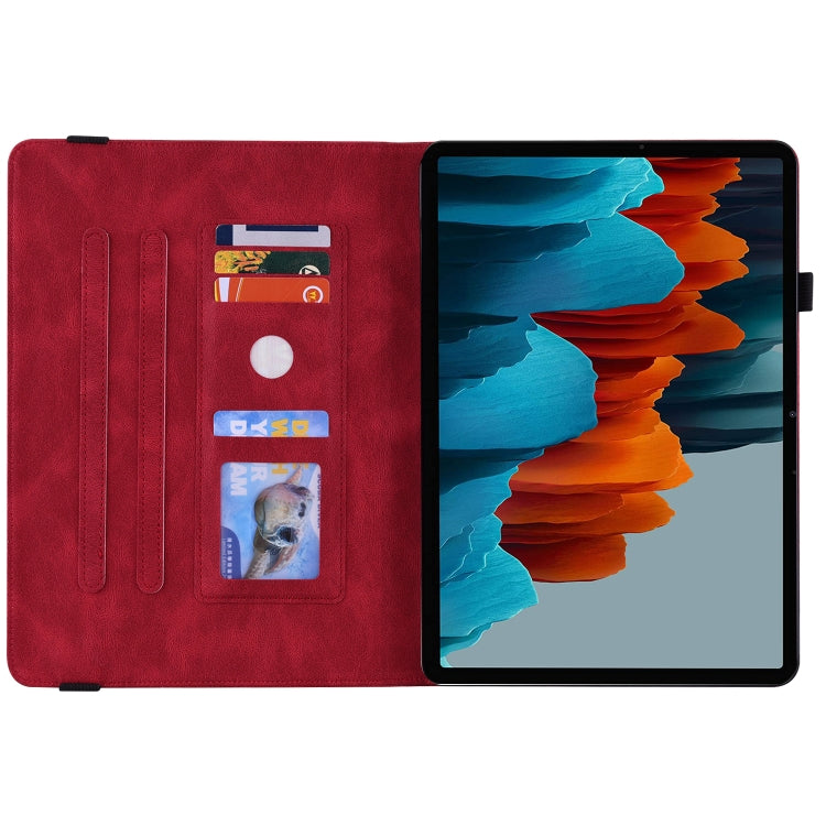 For Samsung Galaxy Tab S9+ Butterfly Flower Embossed Leather Tablet Case(Red) - Galaxy Tab S9+ Cases by PMC Jewellery | Online Shopping South Africa | PMC Jewellery | Buy Now Pay Later Mobicred