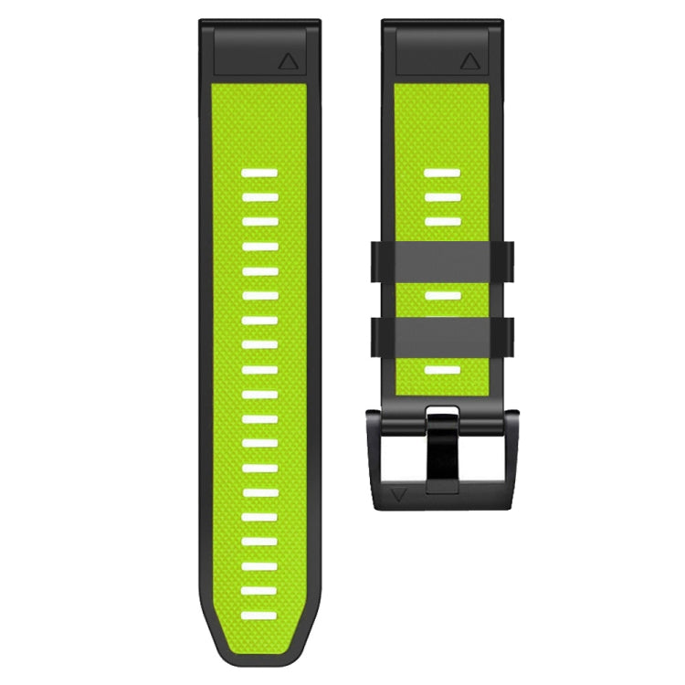 For Garmin Fenix 7 Pro 22mm Screw Buckle Diamond Texture Two Color Silicone Watch Band(Lime Green+Black) - Watch Bands by PMC Jewellery | Online Shopping South Africa | PMC Jewellery