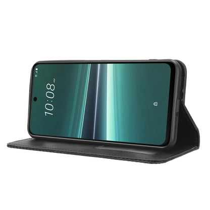 For HTC U23 / U23 Pro Magnetic Buckle Retro Texture Leather Phone Case(Black) - HTC by PMC Jewellery | Online Shopping South Africa | PMC Jewellery | Buy Now Pay Later Mobicred