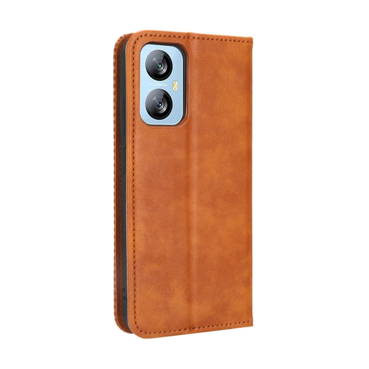 For Blackview A52 / A52 Pro Magnetic Buckle Retro Texture Leather Phone Case(Brown) - More Brand by PMC Jewellery | Online Shopping South Africa | PMC Jewellery