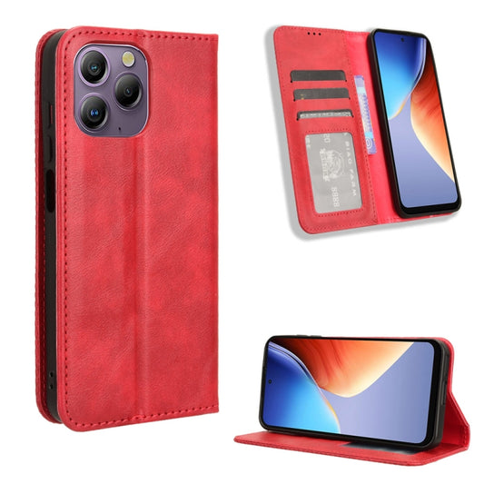 For Blackview A96 Magnetic Buckle Retro Texture Leather Phone Case(Red) - More Brand by PMC Jewellery | Online Shopping South Africa | PMC Jewellery