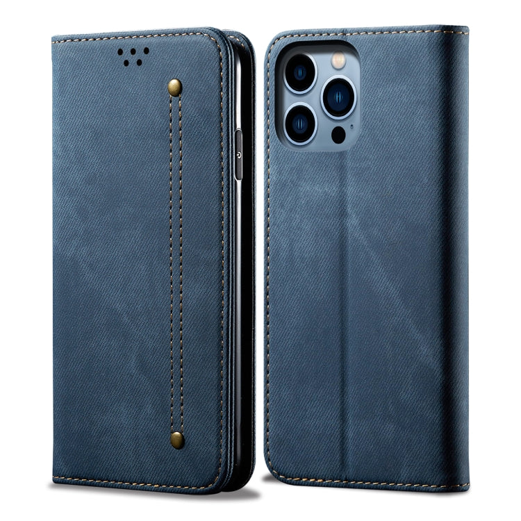 For iPhone 16 Pro Denim Texture Casual Style Horizontal Flip Leather Case(Blue) - iPhone 16 Pro Cases by PMC Jewellery | Online Shopping South Africa | PMC Jewellery | Buy Now Pay Later Mobicred