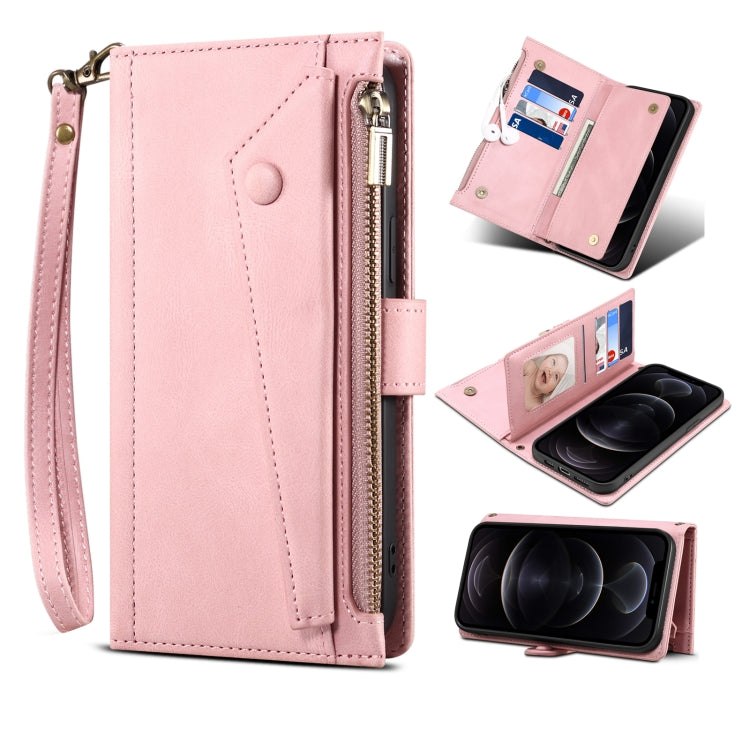 For iPhone 15 Plus ESEBLE Retro Frosted RFID Flip Leather Phone Case(Rose Gold) - free shipping - PMC Jewellery - Order now!