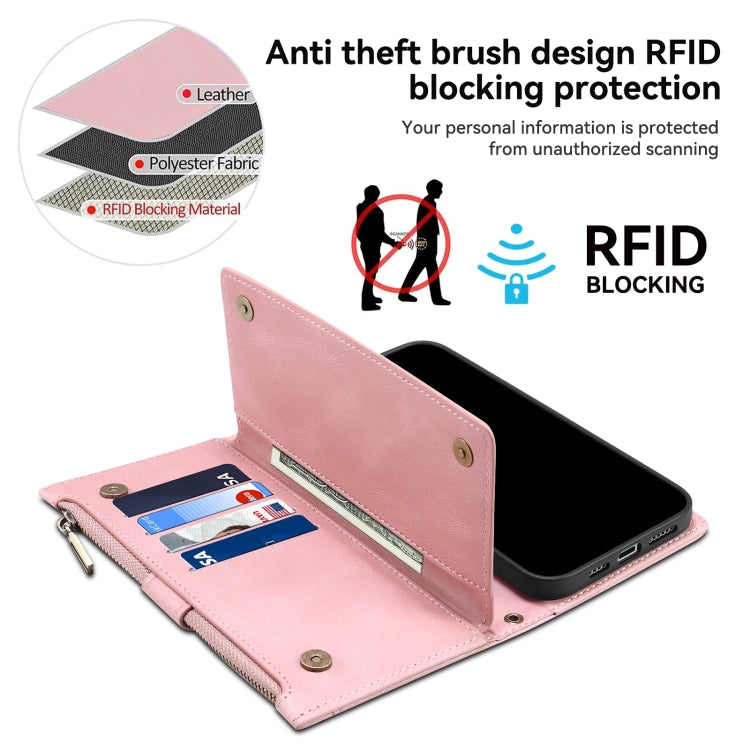 For iPhone 15 ESEBLE Retro Frosted RFID Flip Leather Phone Case(Rose Gold) - iPhone 15 Cases by ESEBLE | Online Shopping South Africa | PMC Jewellery | Buy Now Pay Later Mobicred