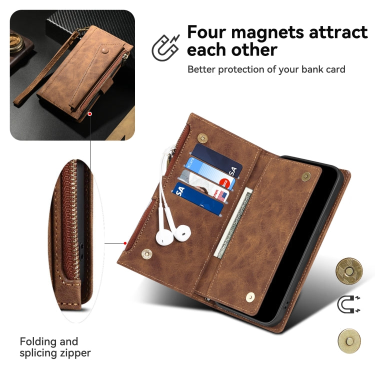 For iPhone 16 Pro Max ESEBLE Retro Frosted RFID Flip Leather Phone Case(Brown) - free shipping - PMC TechLife - Order now!