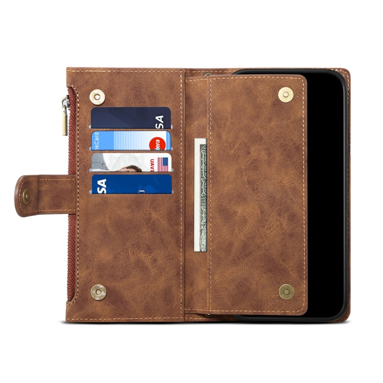 For iPhone 16 Pro ESEBLE Retro Frosted RFID Flip Leather Phone Case(Brown) - free shipping - PMC TechLife - Order now!