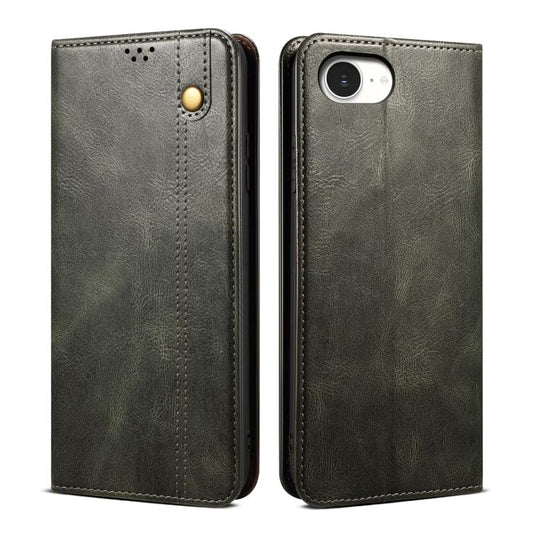 For iPhone 16e Oil Wax Crazy Horse Texture Leather Phone Case(Green) - iPhone 16e Cases by PMC Jewellery | Online Shopping South Africa | PMC Jewellery | Buy Now Pay Later Mobicred