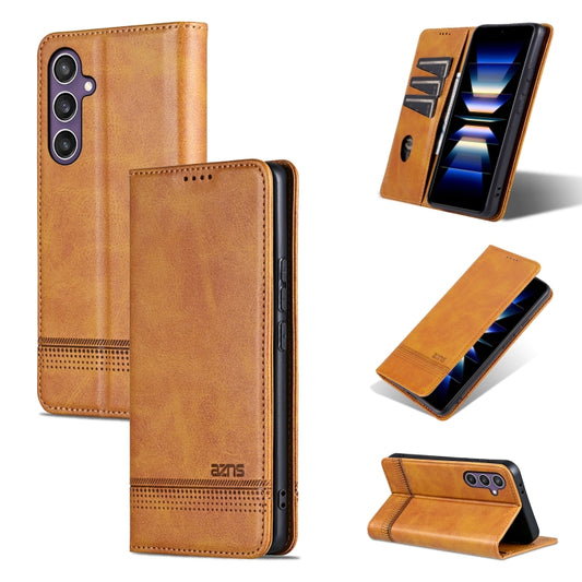 For Samsung Galaxy S24+ 5G AZNS Magnetic Calf Texture Flip Leather Phone Case(Light Brown) - Galaxy S24+ 5G Cases by AZNS | Online Shopping South Africa | PMC Jewellery | Buy Now Pay Later Mobicred