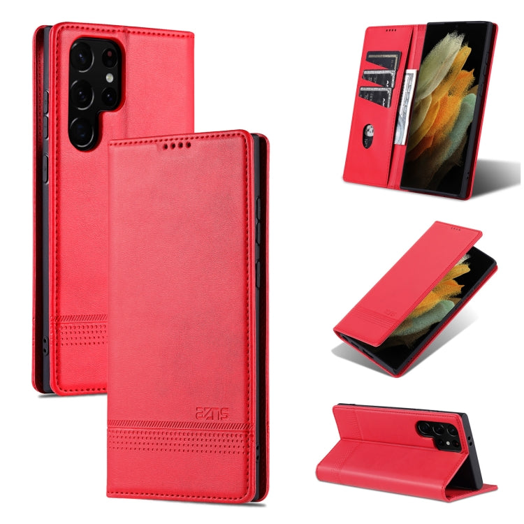 For Samsung Galaxy S24 Ultra 5G AZNS Magnetic Calf Texture Flip Leather Phone Case(Red) - Galaxy S24 Ultra 5G Cases by AZNS | Online Shopping South Africa | PMC Jewellery | Buy Now Pay Later Mobicred