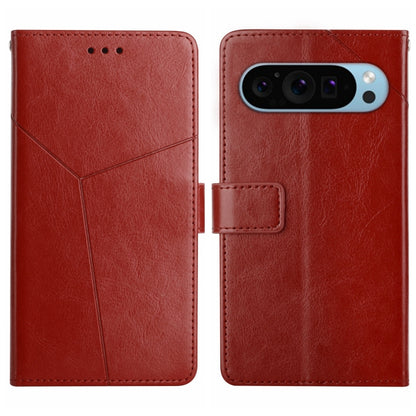 For Google Pixel 9 Y-shaped Pattern Flip Leather Phone Case(Brown) - Google Cases by PMC Jewellery | Online Shopping South Africa | PMC Jewellery | Buy Now Pay Later Mobicred